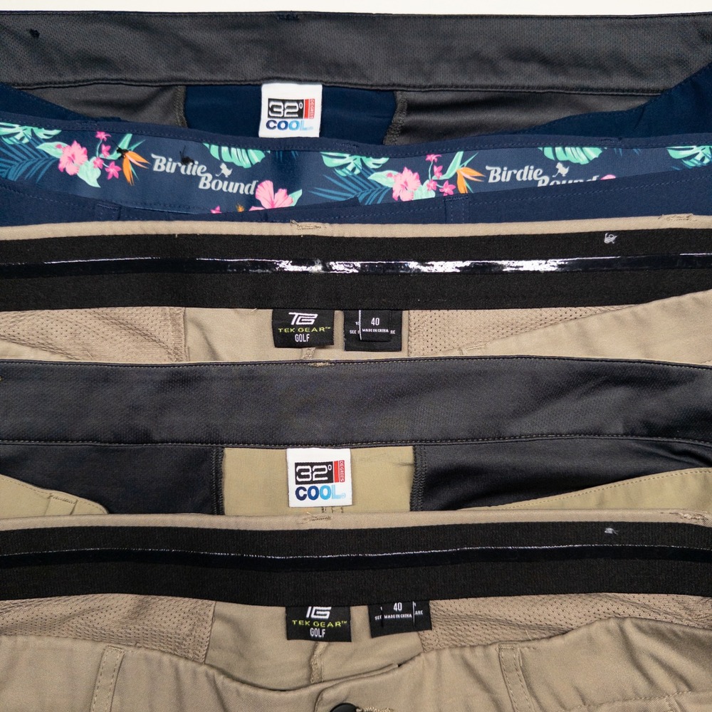 Mens Golf Shorts Lot Sz 40 Navy Blue Tan Performance 32 Degrees Birdie Bound 5PC